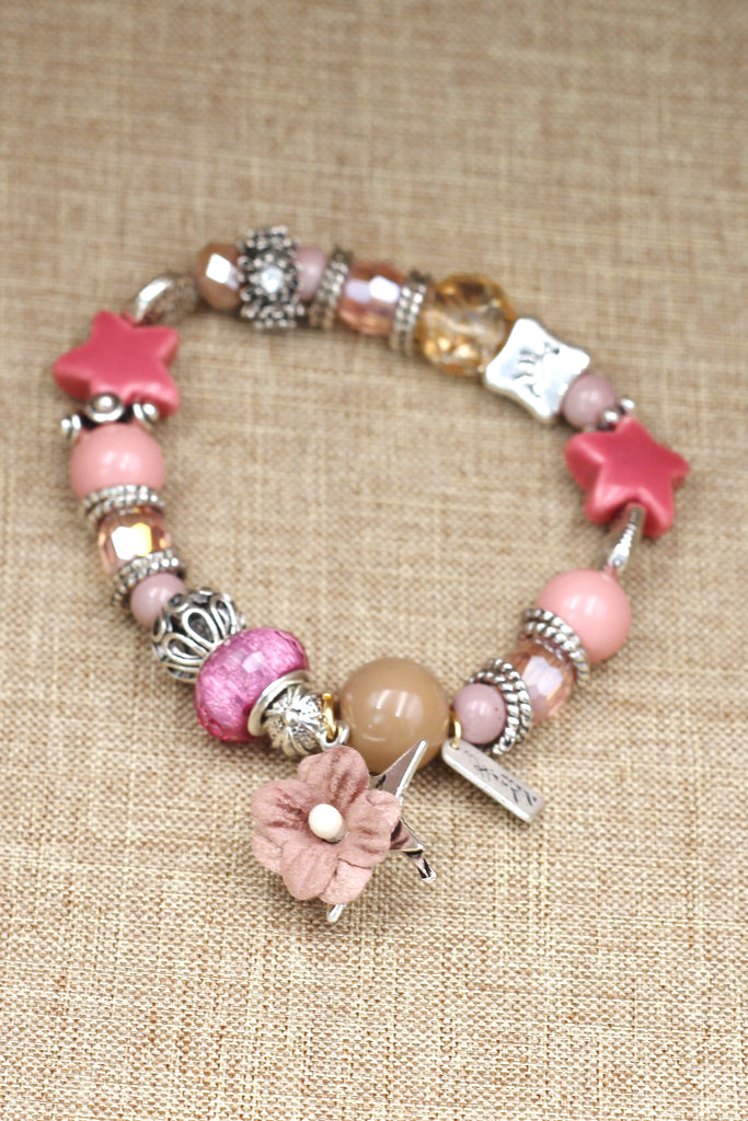 colorful bead flower star bracelet