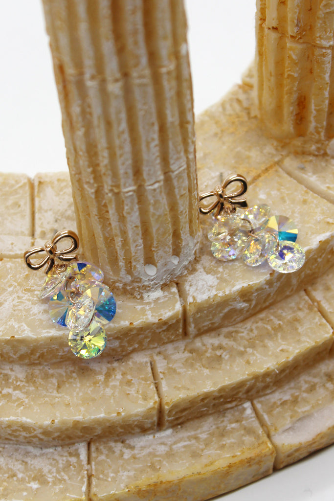lovely bow swarovski crystal earrings