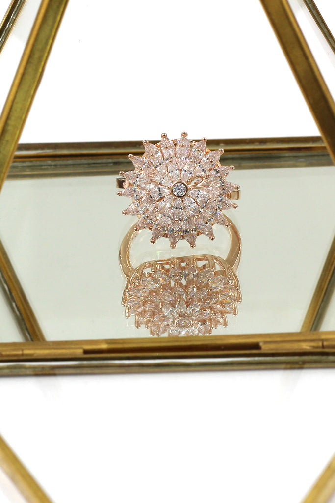 shining bright sunflower crystal ring