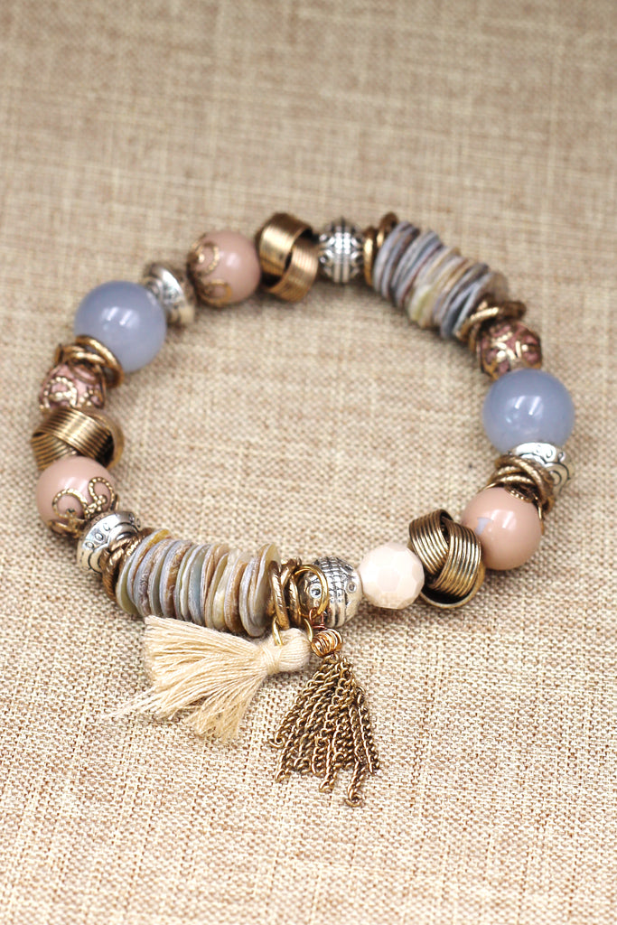 colorful bead line tassel bracelet