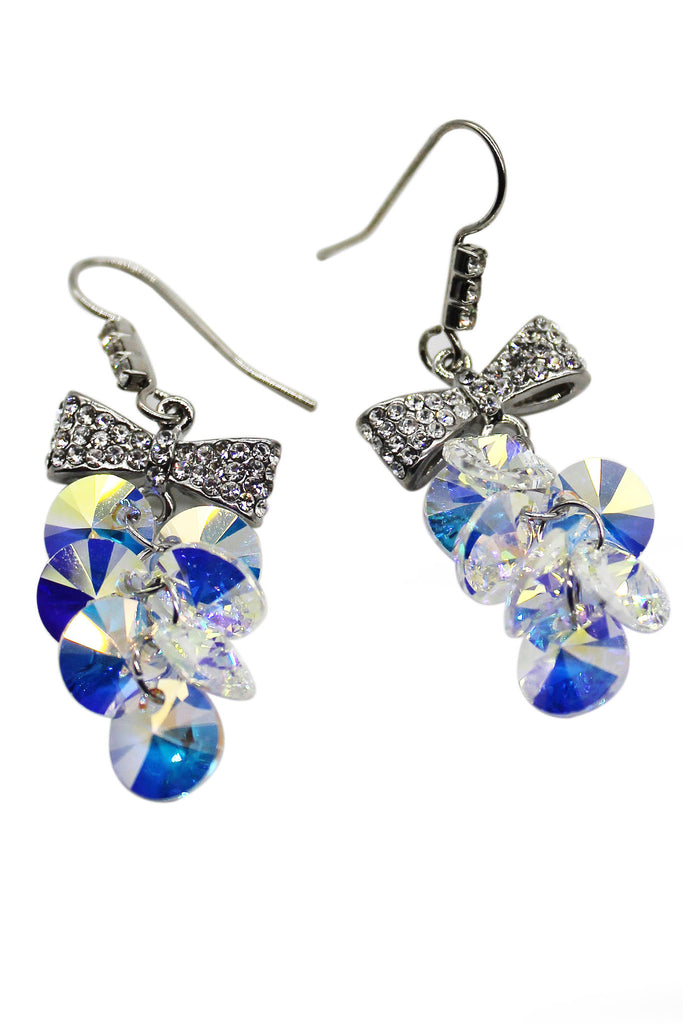 lovely bow tie swarovski crystal hook earrings