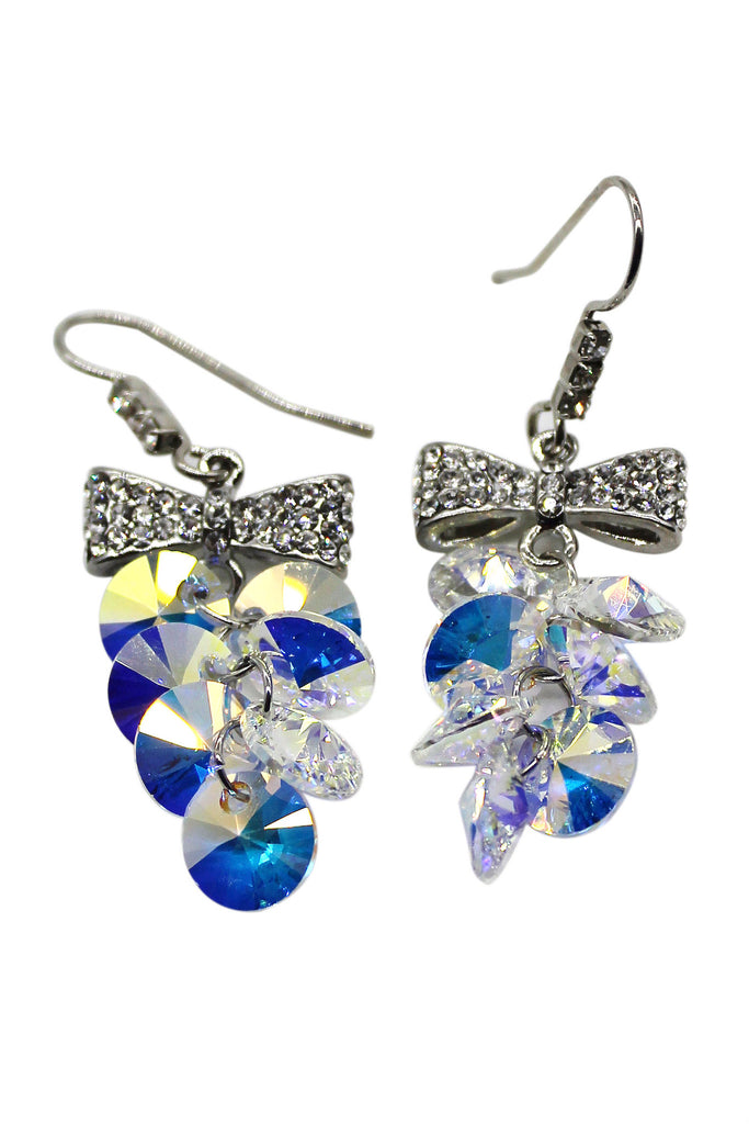 lovely bow tie swarovski crystal hook earrings