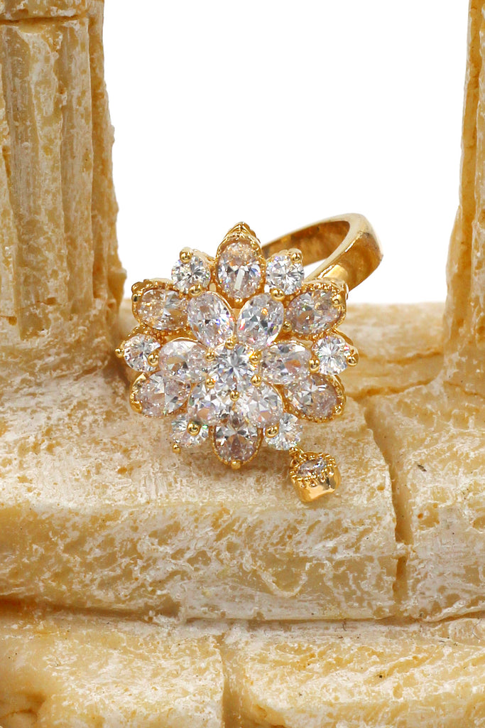 bonzer crystal flower small pendant ring