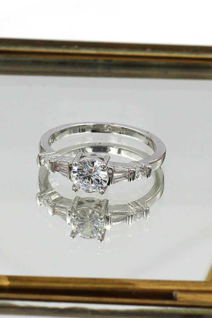 four prong set crystal ring earrings set