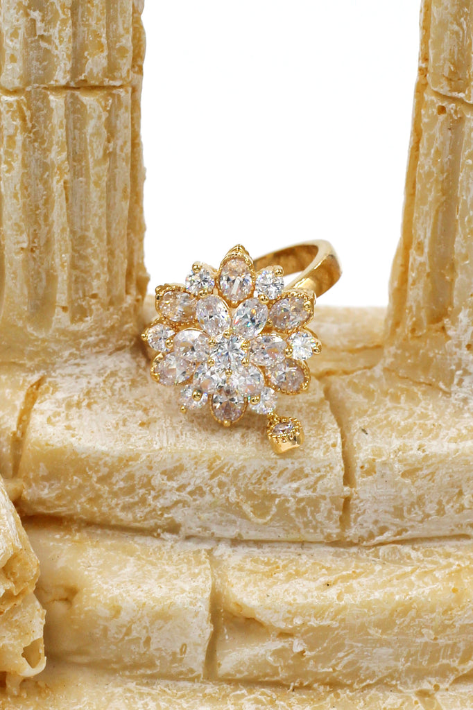 bonzer crystal flower small pendant ring