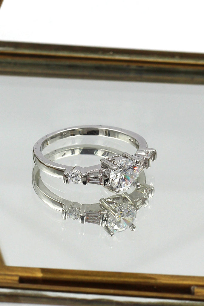 four prong set crystal ring earrings set