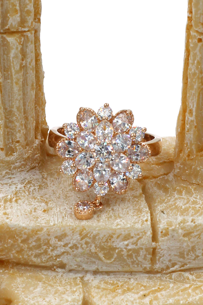 bonzer crystal flower small pendant ring