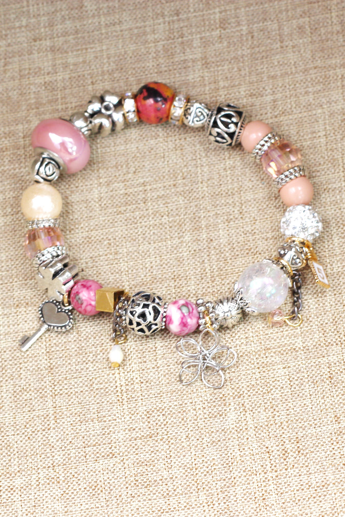 colorful bead flower bracelet