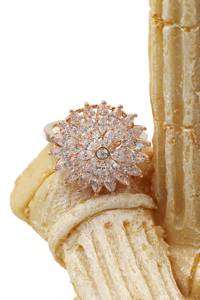 shining bright sunflower crystal ring
