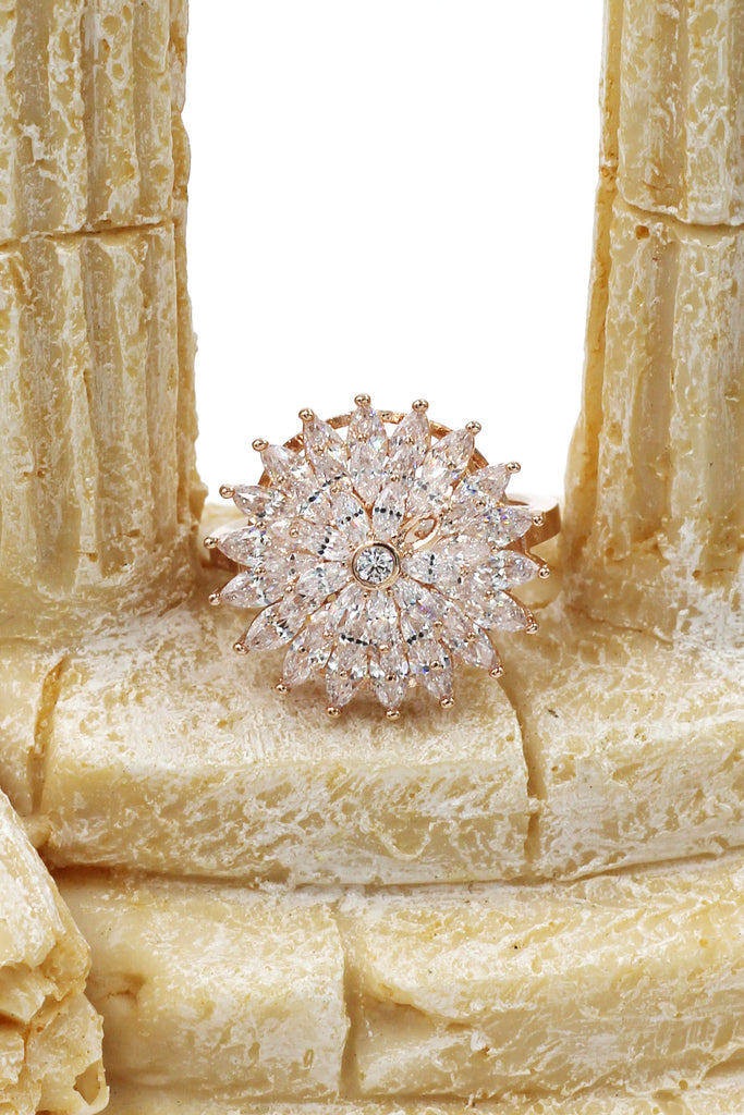 shining bright sunflower crystal ring