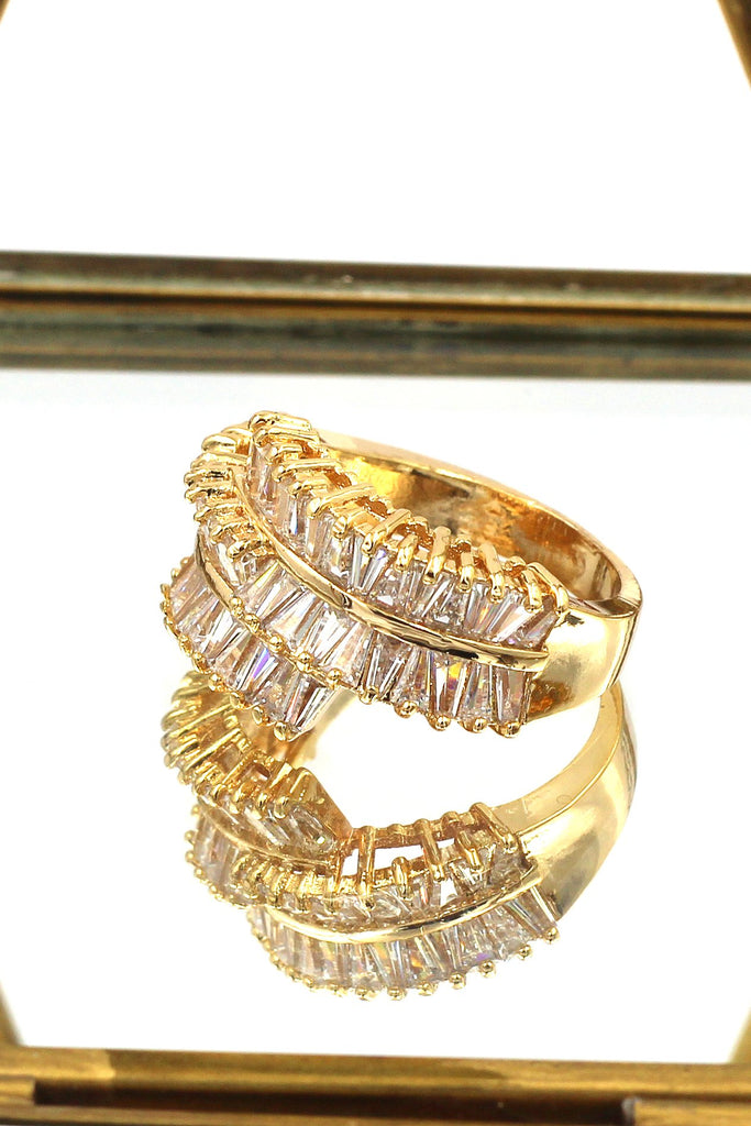 shimmering gold crystal Ring necklace set