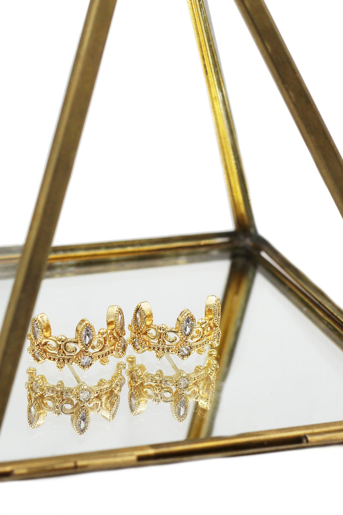 fashion crown crystal earrings