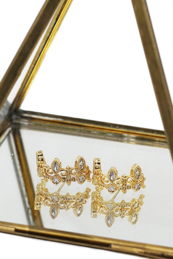 fashion crown crystal earrings