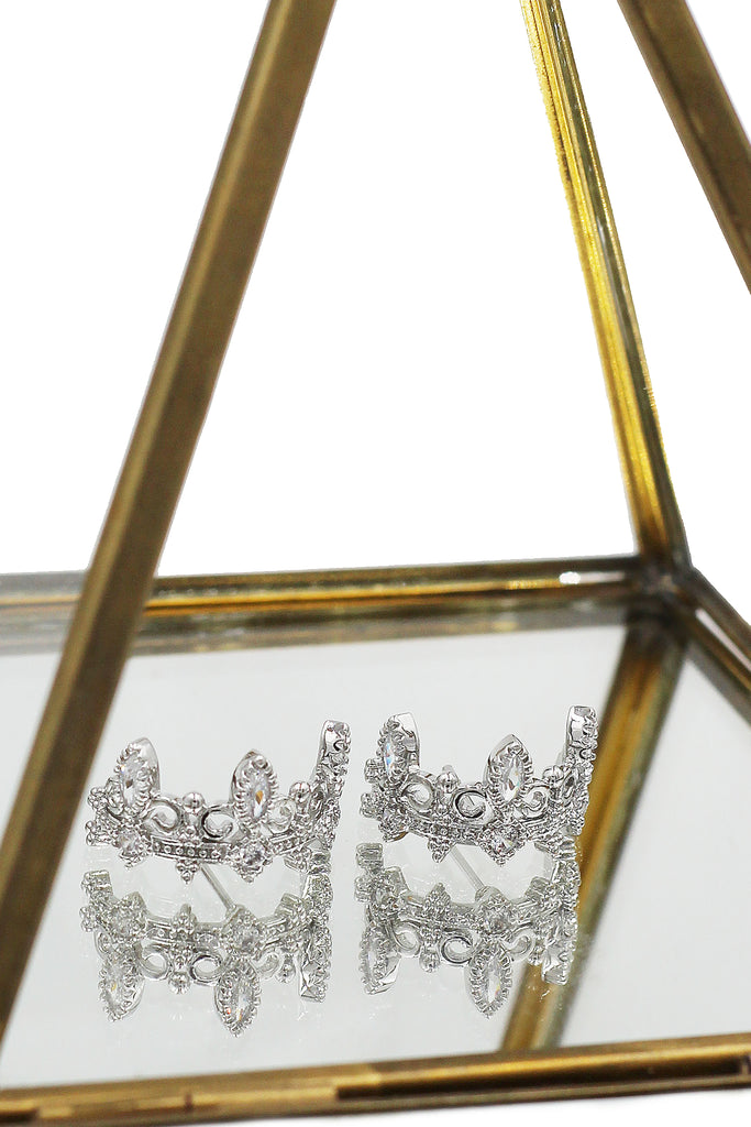 fashion crown crystal earrings