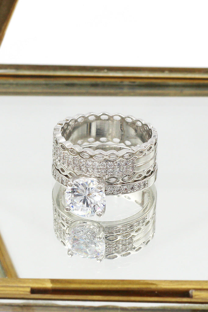 fashion triple silver ring