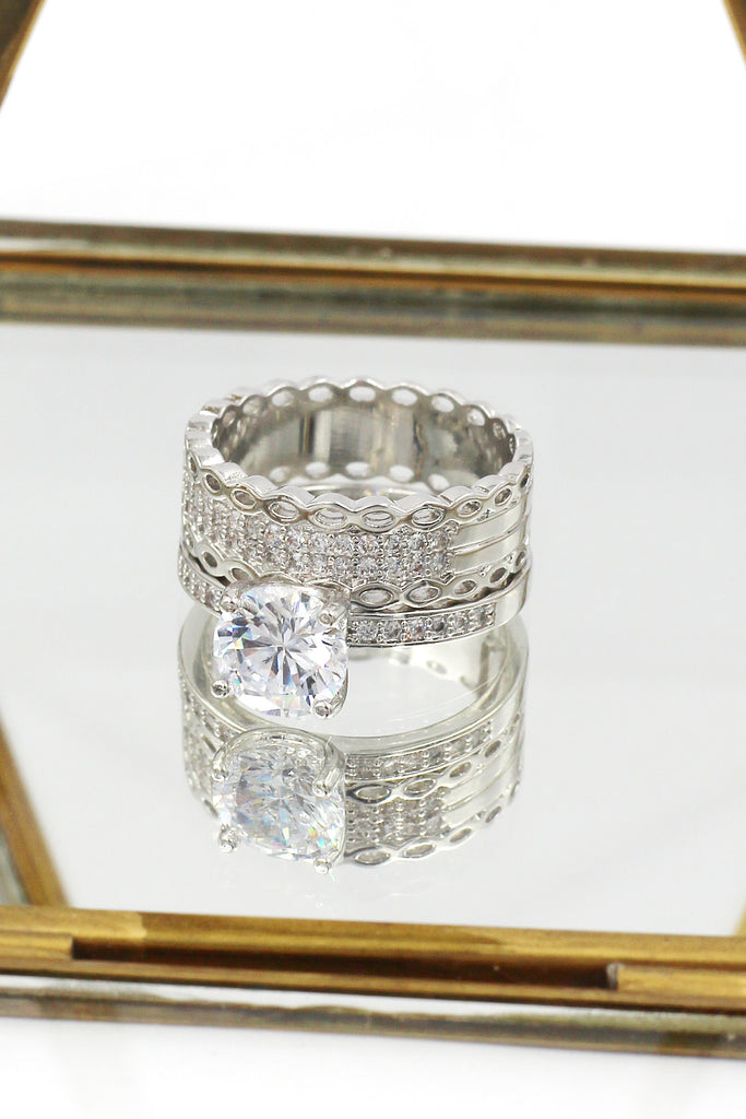 fashion triple silver ring