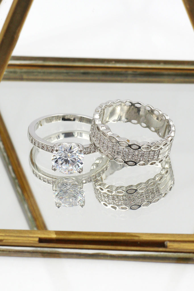 fashion triple silver ring