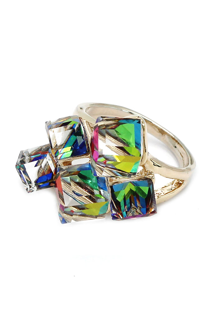 colorful phantom crystal cube ring