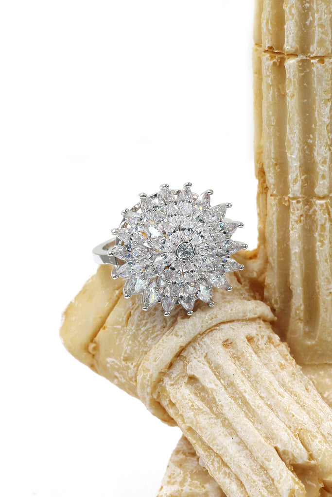 shining bright sunflower crystal ring