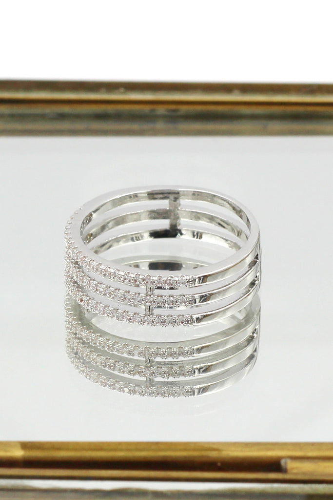 fashion three-tiered crystal ring