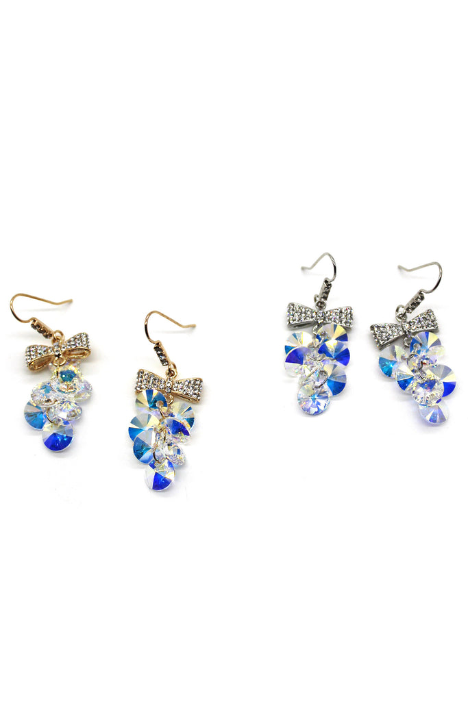 lovely bow tie swarovski crystal hook earrings
