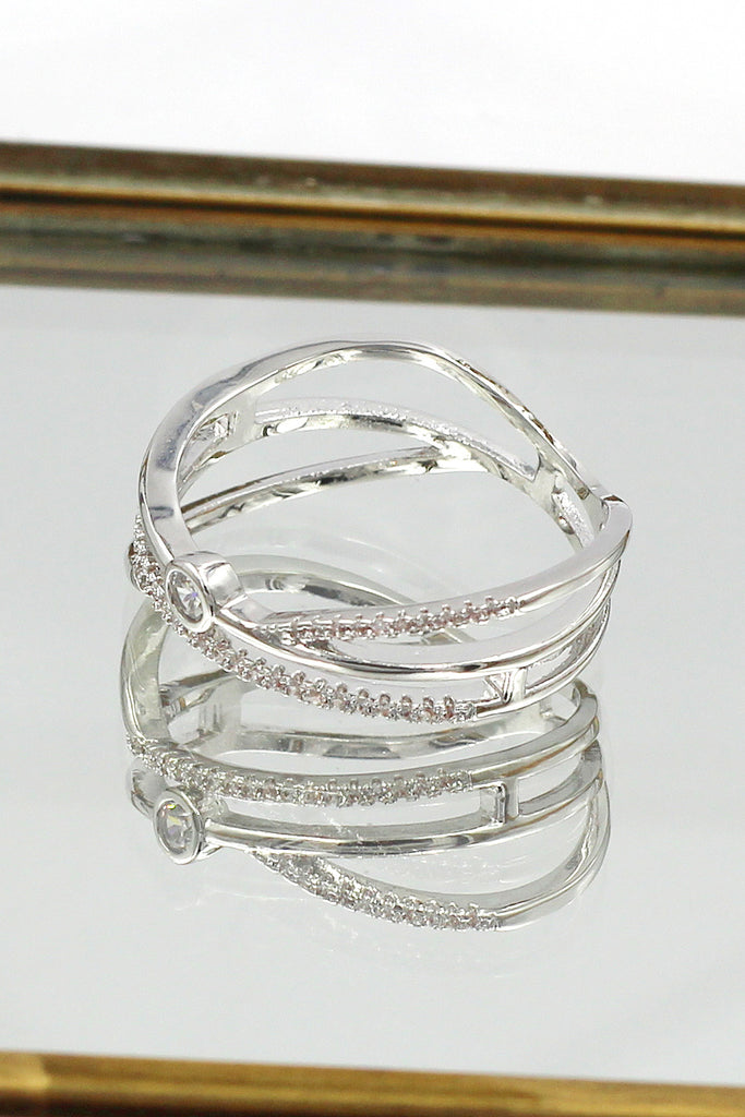 silver irregular crystal ring