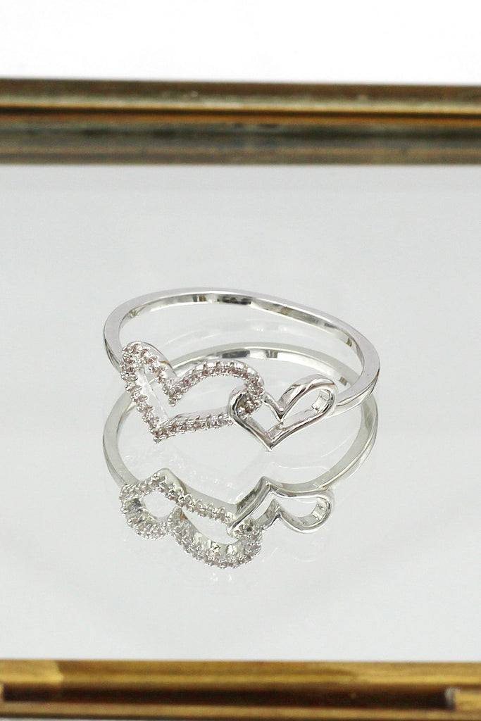elegant heart necklace ring set