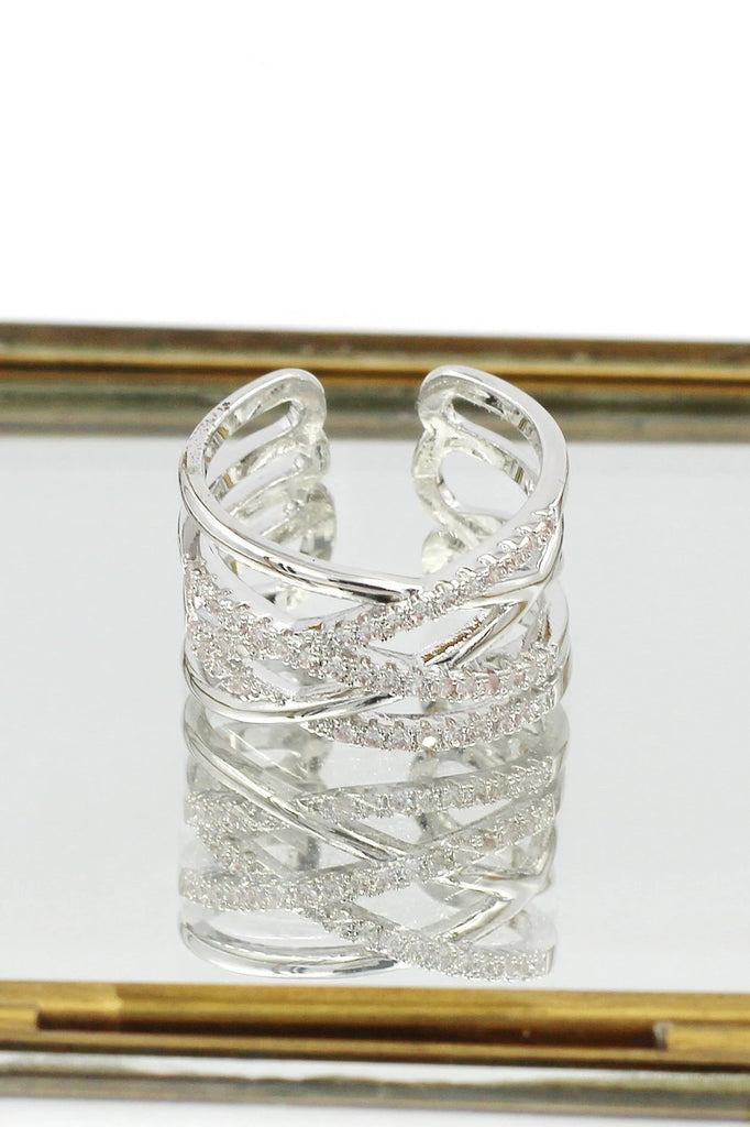 glittering crystal ring earring set