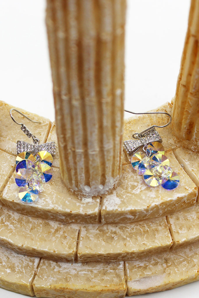 lovely bow tie swarovski crystal hook earrings
