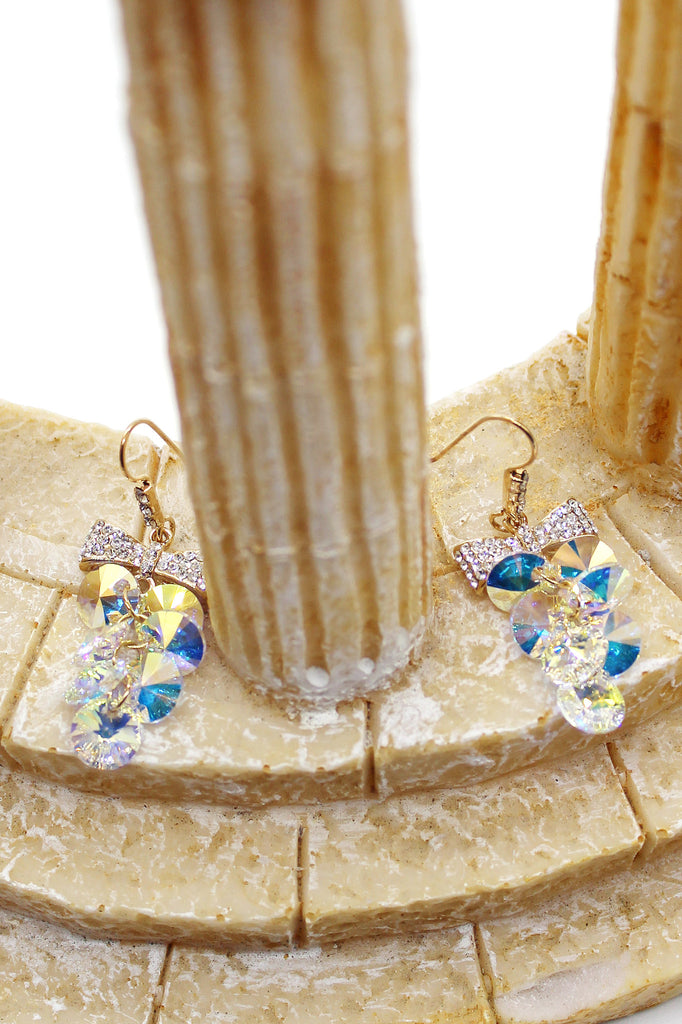 lovely bow tie swarovski crystal hook earrings
