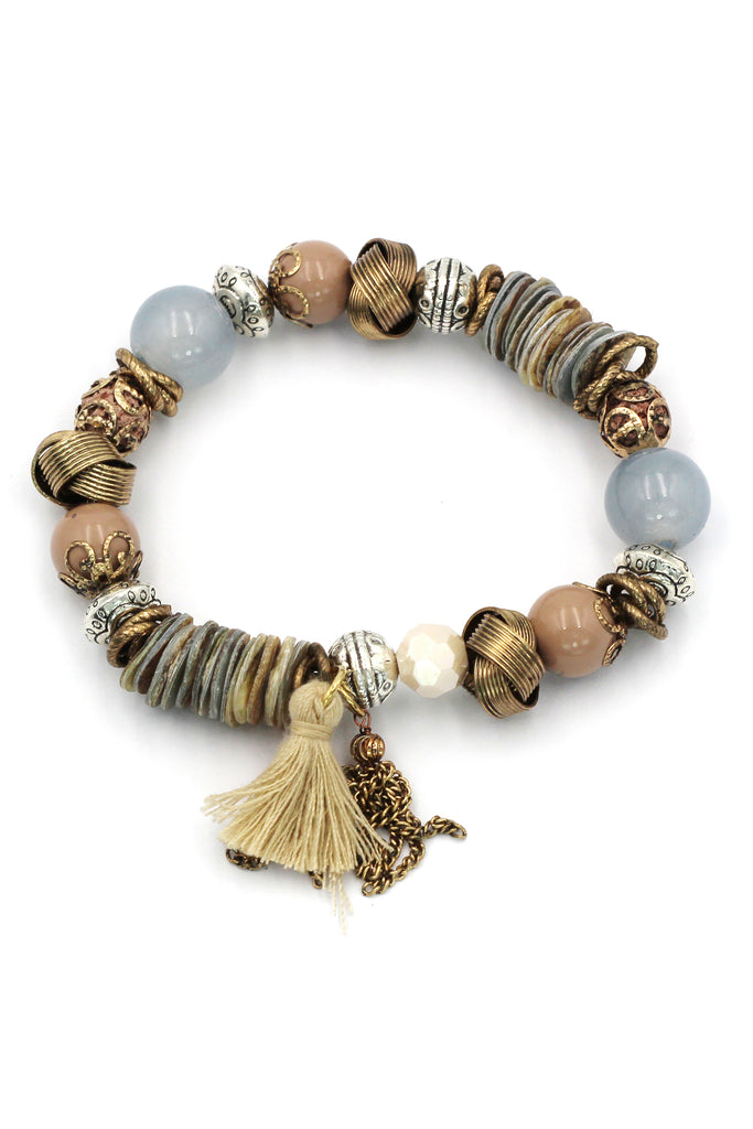 colorful bead line tassel bracelet