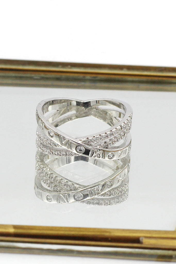 fashion cross double crystal ring