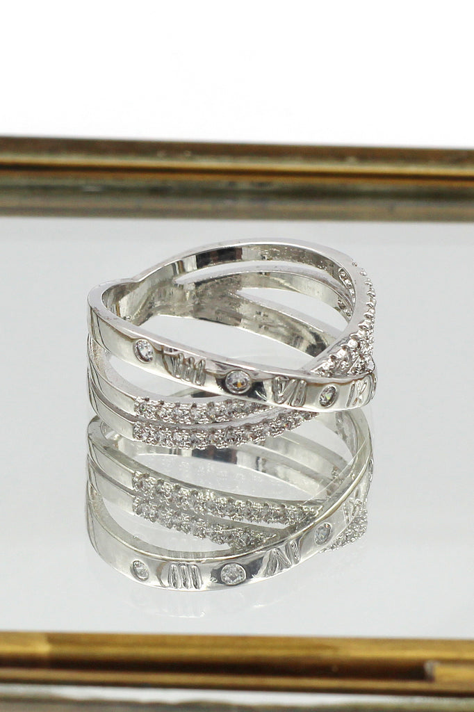 fashion cross double crystal ring