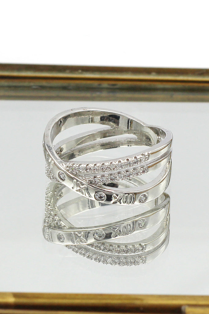 fashion cross double crystal ring