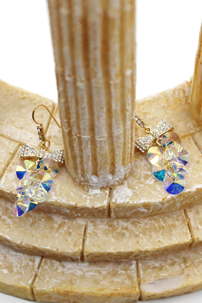 lovely bow tie swarovski crystal hook earrings
