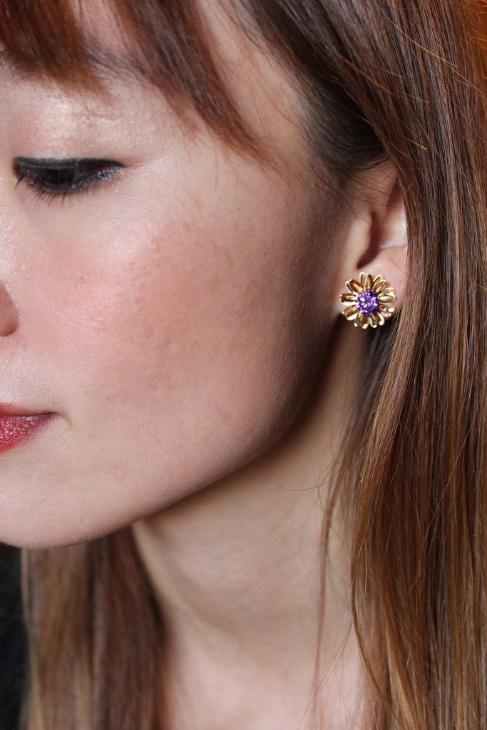 Fashion Daisy Crystal Earrings Necklace Set