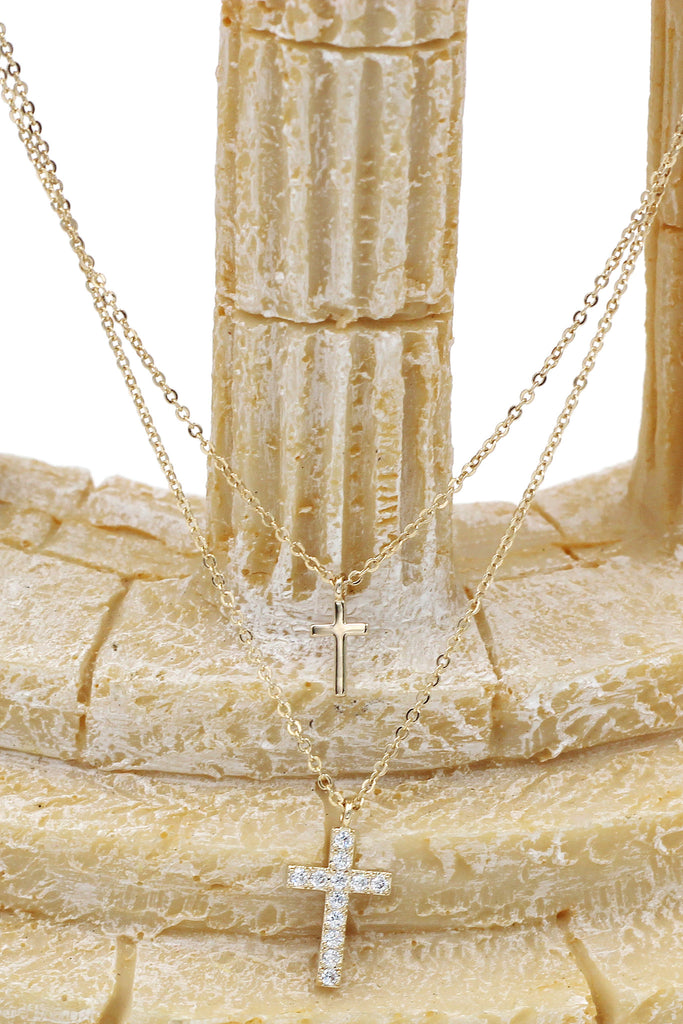 duplexes small crystal cross necklace