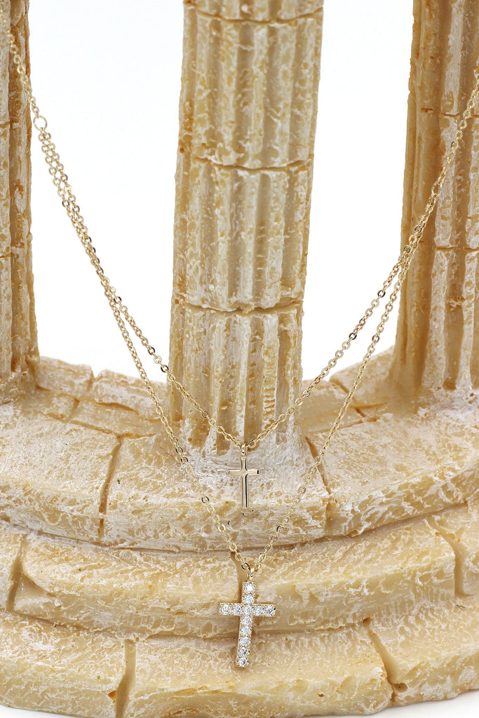 duplexes small crystal cross necklace