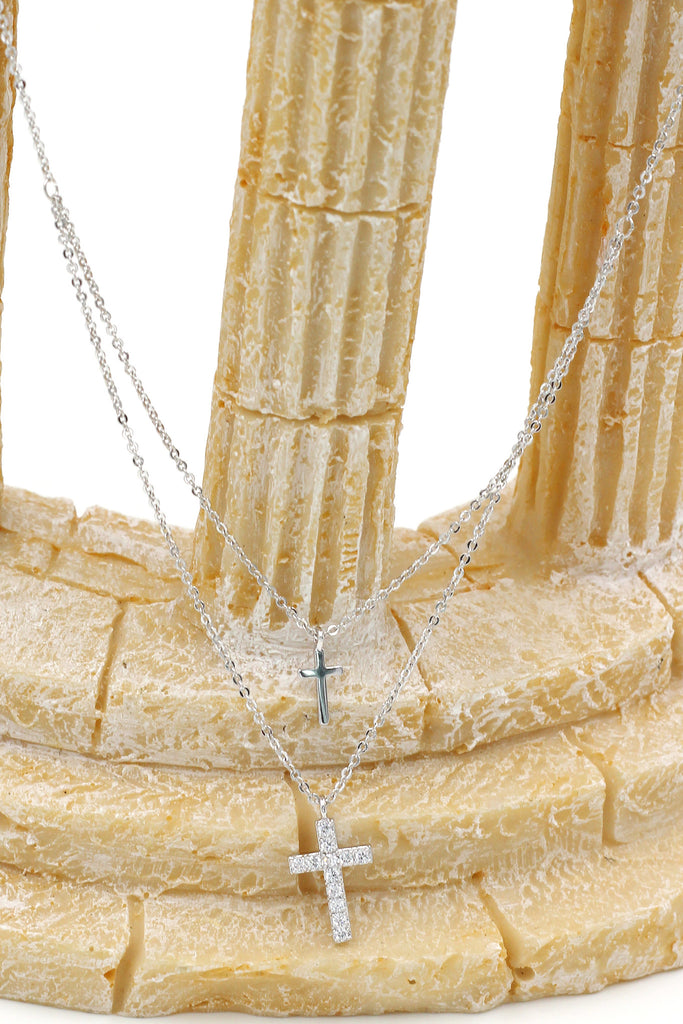 duplexes small crystal cross necklace