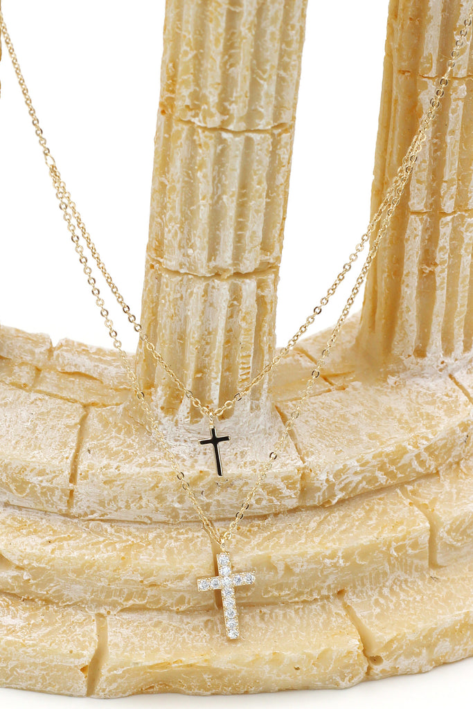 duplexes small crystal cross necklace