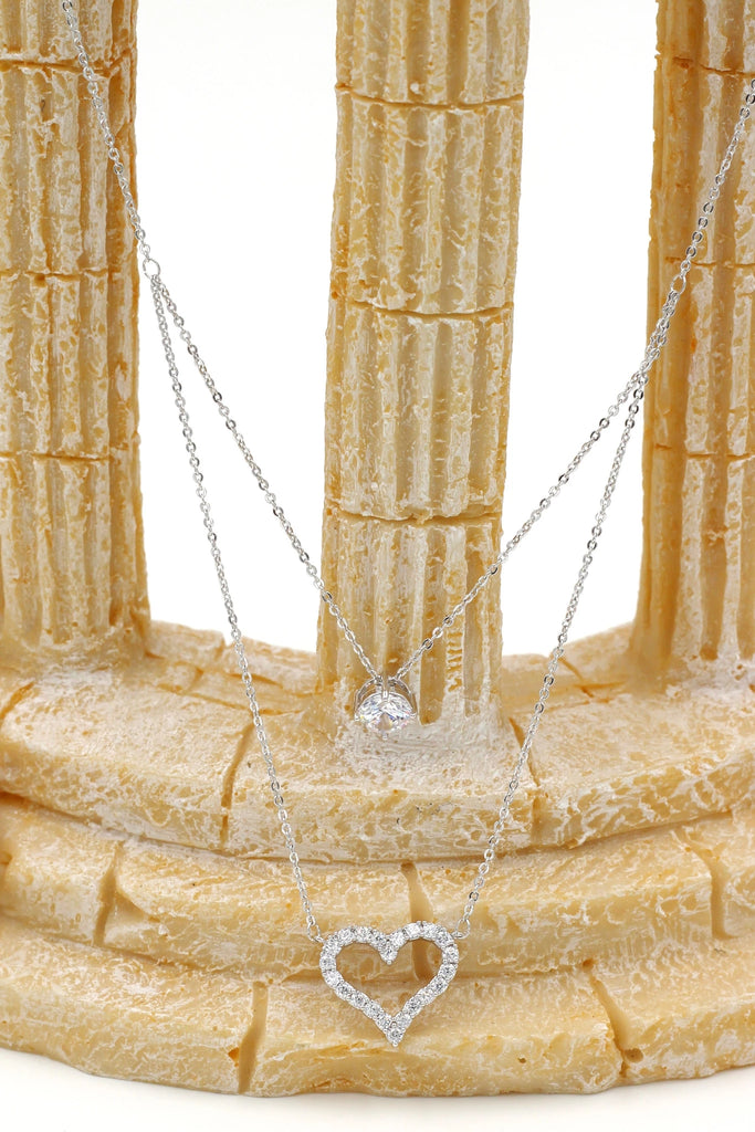 elegant heart crystal necklace earrings set