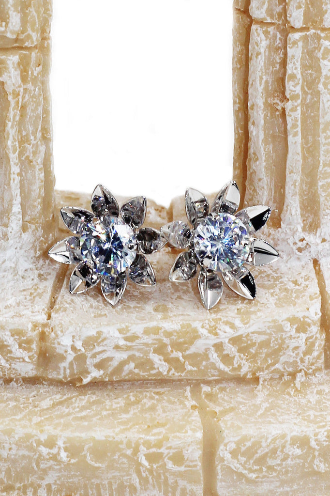 elegant crystal flower necklace earrings set
