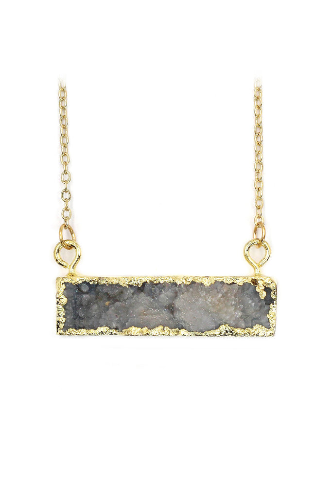 fashion sparkling natural stone golden necklace