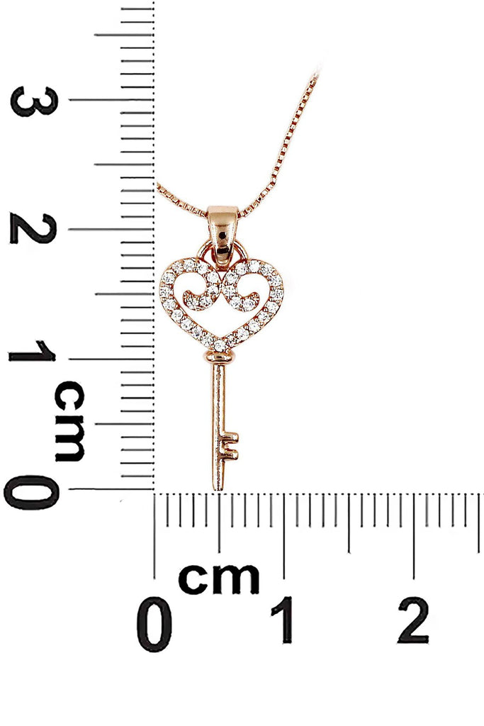 Lovely small crystal heart-shaped key necklace set