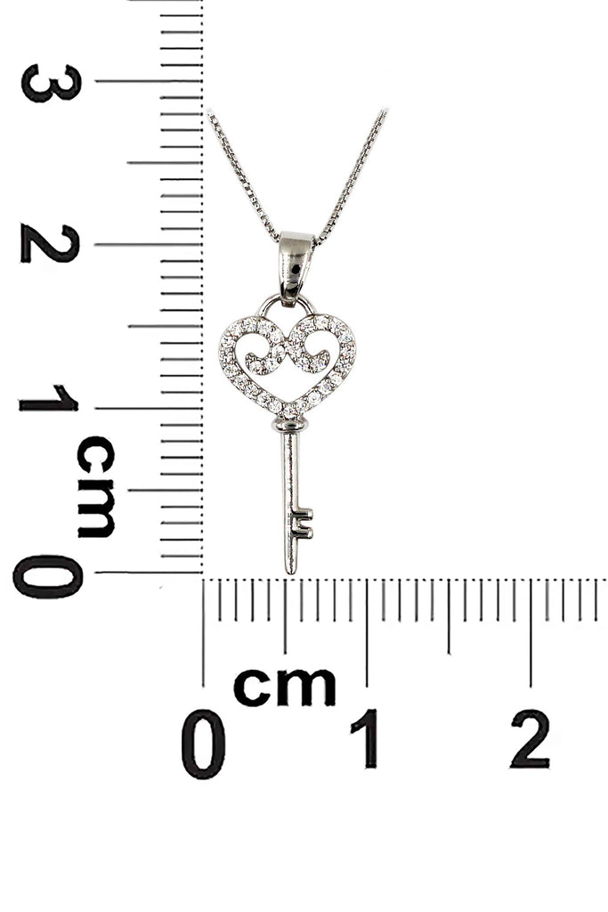 lovely small crystal heart key necklace