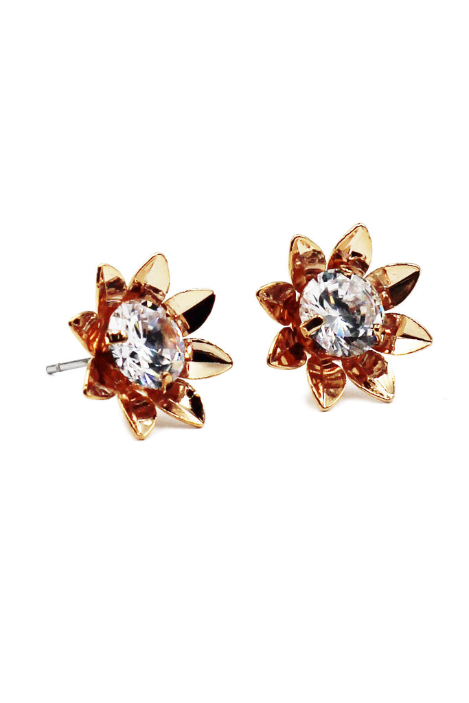 Sunflower crystal flower earrings