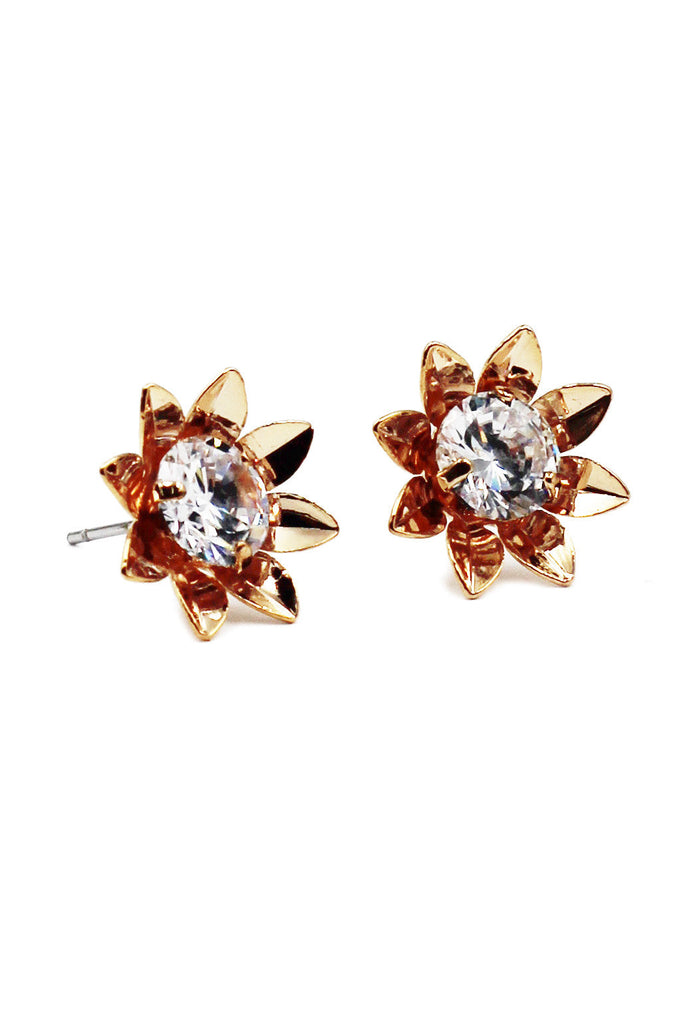 elegant sunflower crystal earrings necklace set