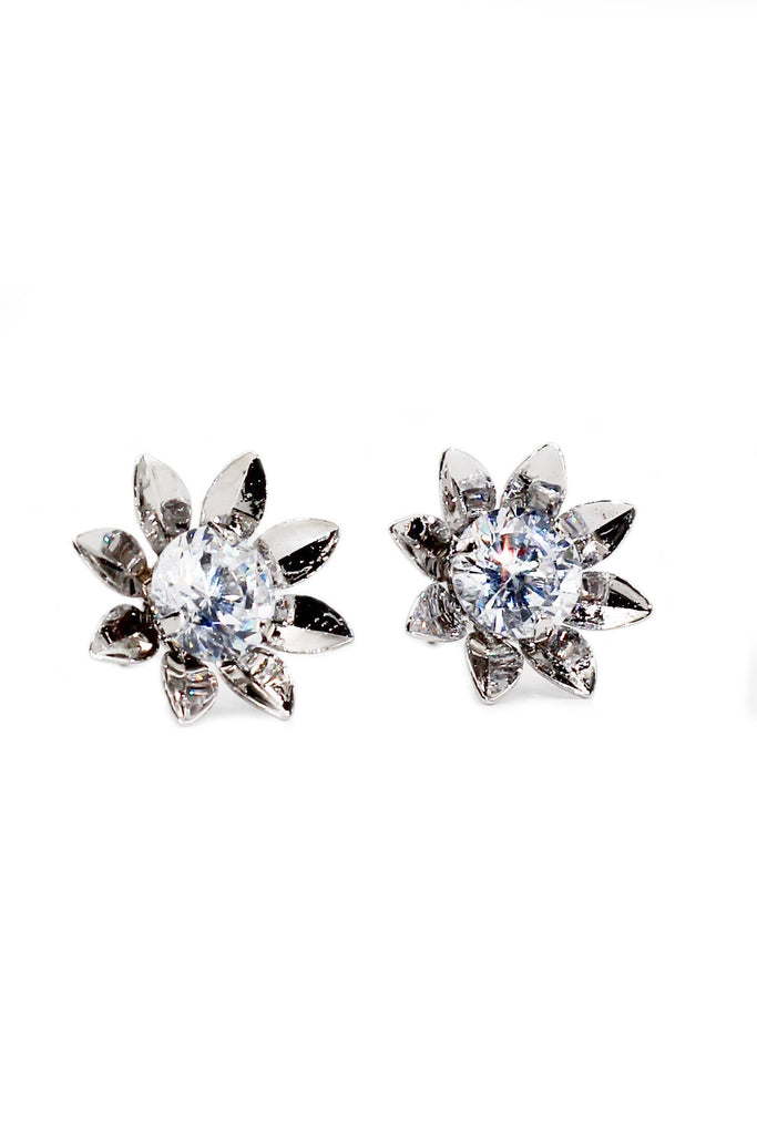 elegant crystal flower necklace earrings set