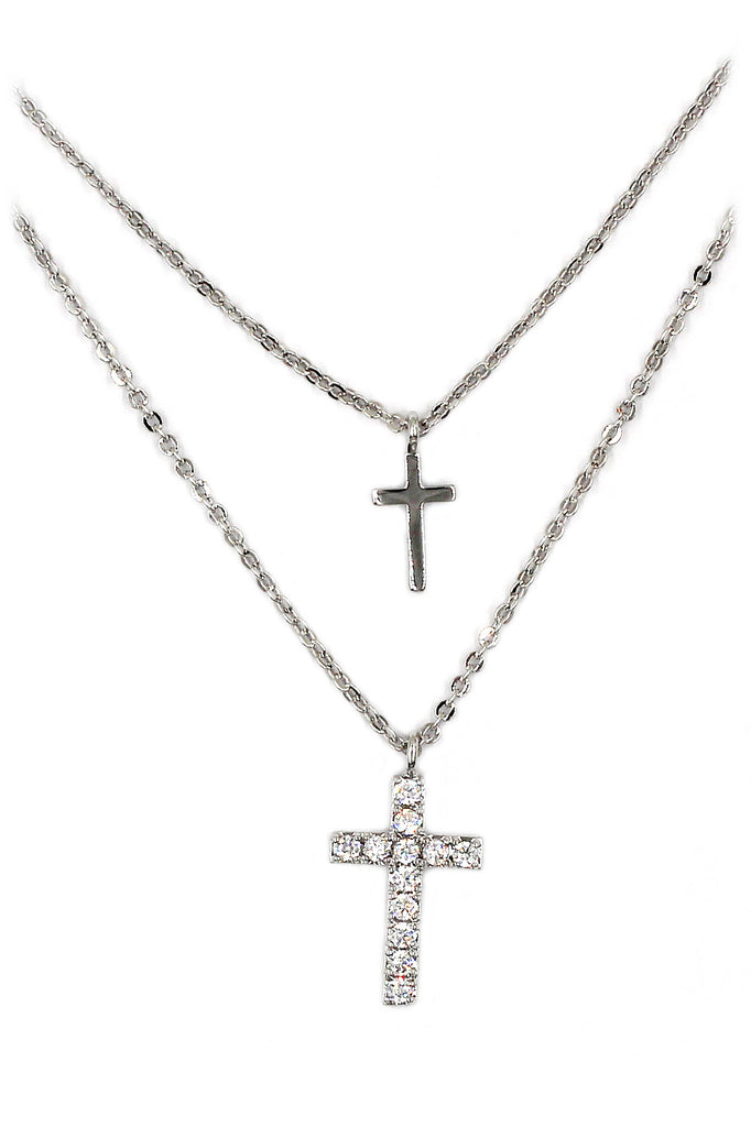 duplexes small crystal cross necklace
