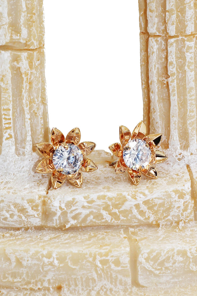 elegant sunflower crystal earrings necklace set